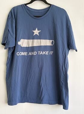 Barefoot Campus Come And Take It Shirt XL Texas Gonzales Cannon Flag Blue Tee